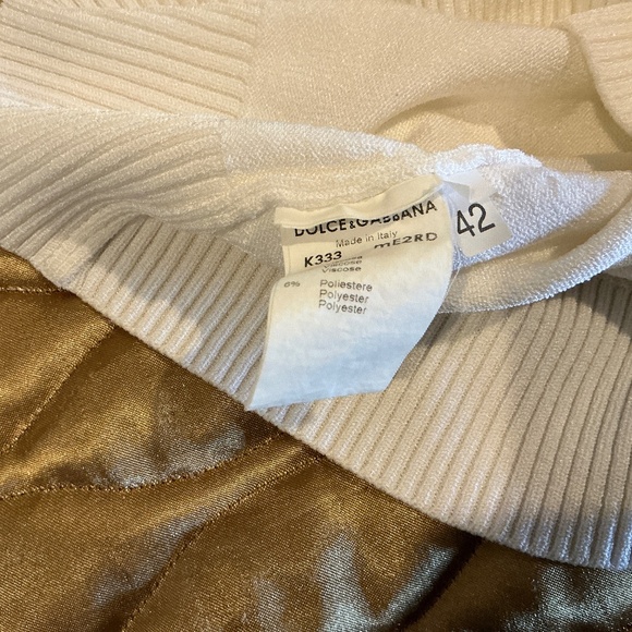 DOLCE & GABBANA White Viscose V-Neck 3/4 Length Sleeve Top Size 6 (42) - Picture 12 of 13